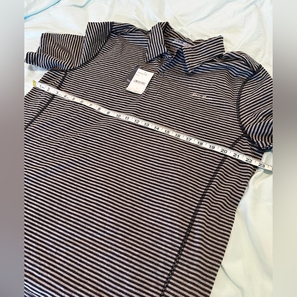 NWT Eddie Bauer Mens Gray Black Mini Stripe Short Sleeve Casual Polo Large. - Picture 3 of 10